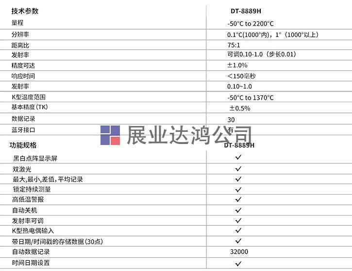 遠距離工業型高溫紅外線測溫儀DT-8889H