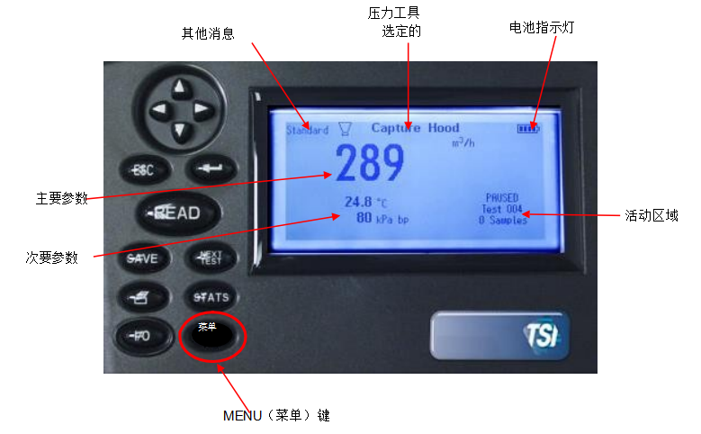 美國tsi 8715微壓計按鍵功能介紹